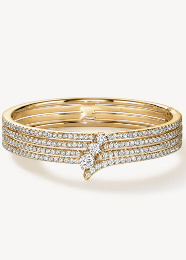 VELA French Cut Pavé Diamond Bangle, 18K Yellow Gold, large