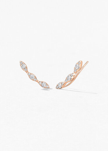 Aerial Marquise Earring Climbers, 18K Rose Gold, large