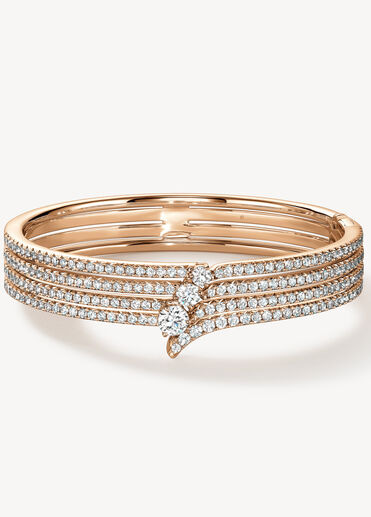 VELA French Cut Pavé Diamond Bangle, 18K Rose Gold, large