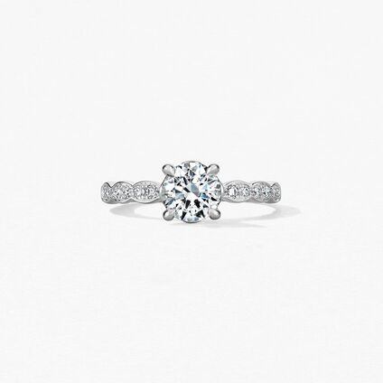 Lorelei Floral Engagement Ring with Diamond Band, 铂金, large