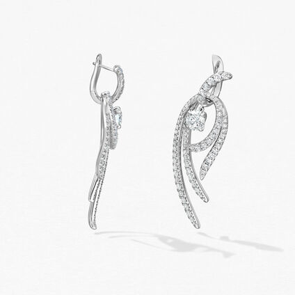 Vela Twisted Drop Earrings, Large, 18K White Gold, large