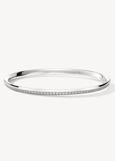 Barre Pavé Bangle, 18K White Gold, large