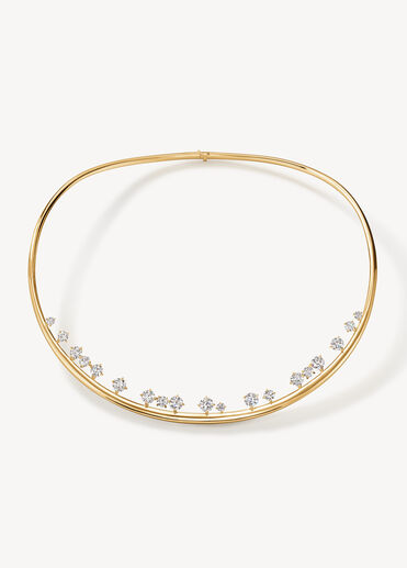 Barre Floating Diamond Choker, 18K Yellow Gold, large