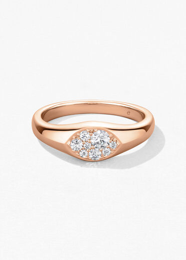 Tessa Navette Signet Ring, 18K Rose Gold, large