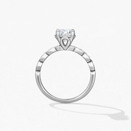 Lorelei Floral Engagement Ring with Diamond Band, Platinum, large