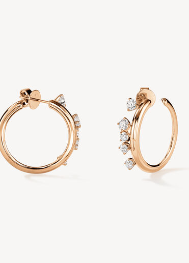 Barre Floating Diamond Small Hoops, 18K Rose Gold, large