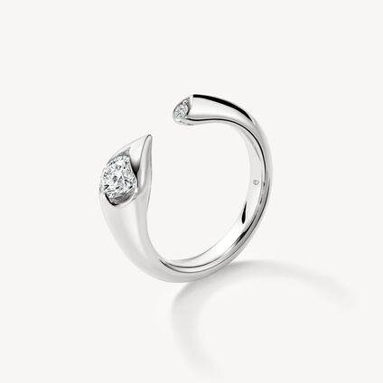 LU Open Droplet Ring, 18K White Gold, large