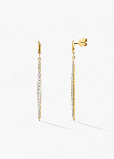 HOF Classic Stiletto Earrings, 18K Yellow Gold, large