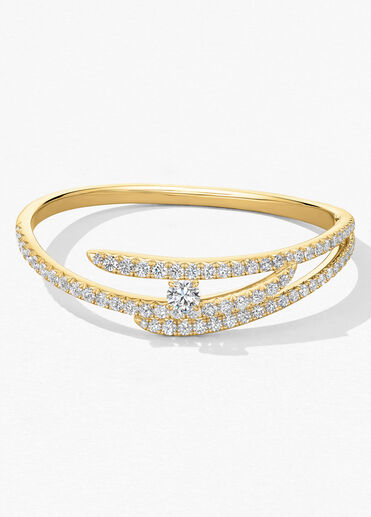 Vela Triple Row Pavé Bangle, 18K Yellow Gold, large