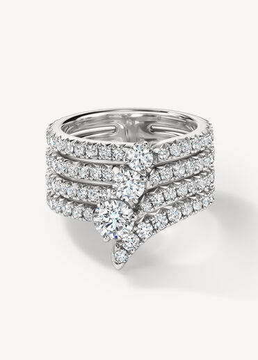 VELA French Cut Pavé Diamond Cocktail Ring, 18K White Gold, large