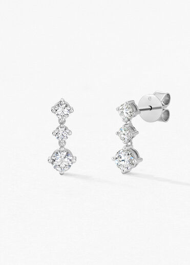 Cascade Mini Drop Earrings, 18K White Gold, large