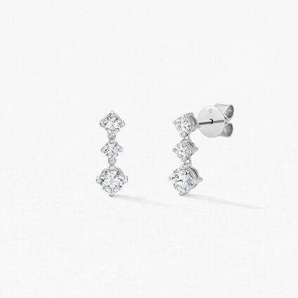 Cascade Mini Drop Earrings, 18K White Gold, large