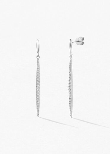 HOF Classic Stiletto Earrings, 18K White Gold, large