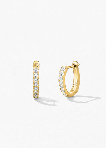 Mini Hoop Graduated Earrings, 18K Yellow Gold, large