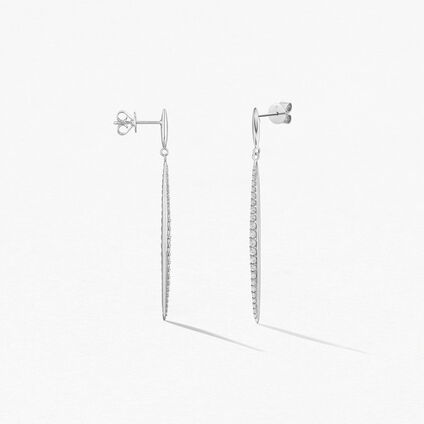 HOF Classic Stiletto Earrings, 18K White Gold, large