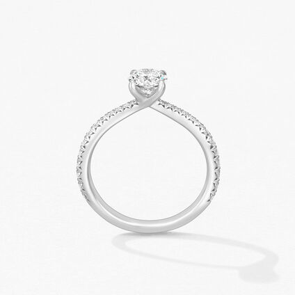 Vela Solitaire Ring with Diamond Band, Platinum, large