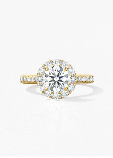 Vela Halo Ring with Diamond Band, 18K Yellow Gold, large