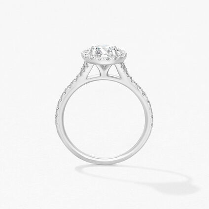 Transcend Single Halo Solitaire Engagement Ring, , large