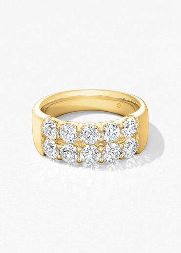 Signature Double Row Ring, 18K Yellow Gold, large