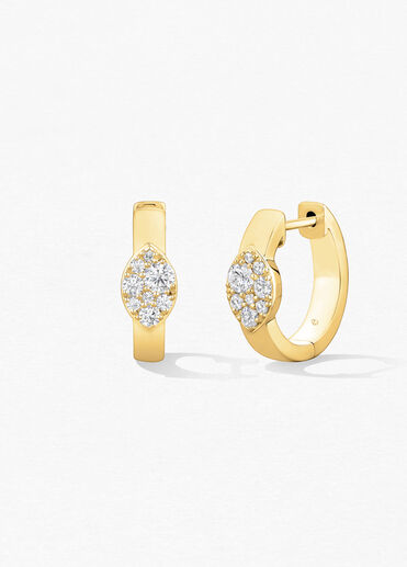 Tessa Navette Huggies, 18K Yellow Gold, large