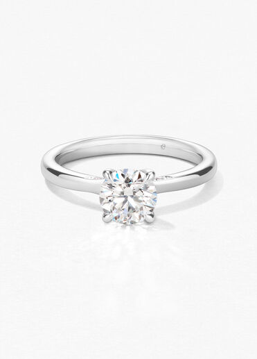 Vela Solitaire Ring with Diamond Gallery, Platinum, large