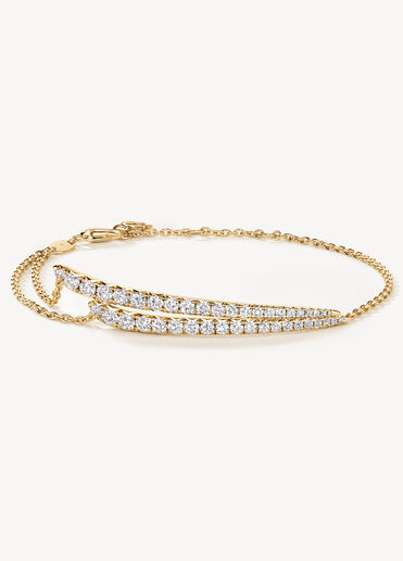 VELA French Cut Pavé Diamond Bracelet, 18K Yellow Gold, large