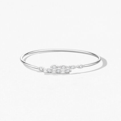 Aerial Marquise Flexi Bangle, 18K White Gold, large