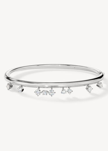 Barre Floating Diamond Bangle, 18K White Gold, large