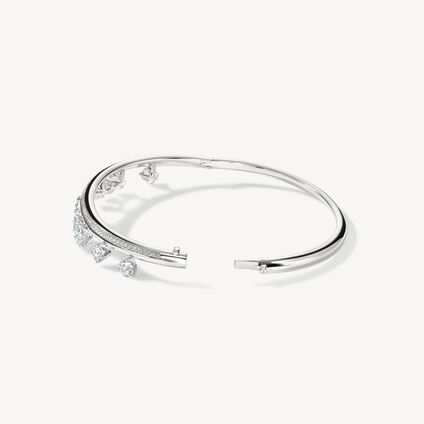 Barre Floating Diamond Pavé Bangle, 18K White Gold, large