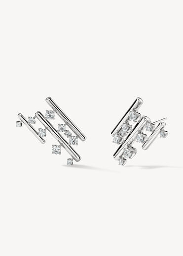 Barre Multi-Row Climber Earrings, 18K White Gold, large