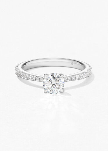 Vela Solitaire Ring with Diamond Band, Platinum, large