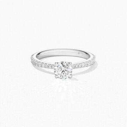 Vela Solitaire Ring with Diamond Band, Platinum, large