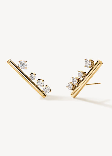 Barre Floating Diamond Large Climber Earrings, 18K Yellow Gold, large