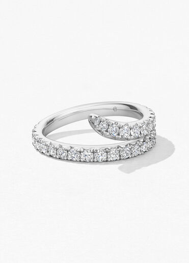 Vela Double Row Pavé Ring, 18K White Gold, large