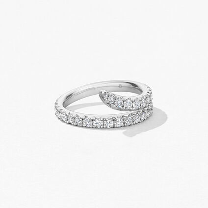 Vela Double Row Pavé Ring, 18K White Gold, large