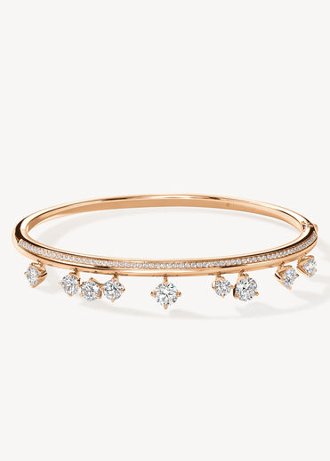 Barre Floating Diamond Pavé Bangle, 18K Rose Gold, large