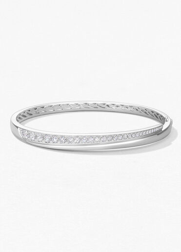 Vela Crossover Bangle, 18K White Gold, large