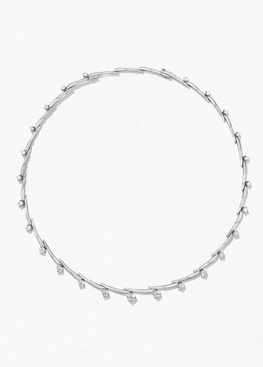 Vela Crossover Necklace, 18K White Gold, large