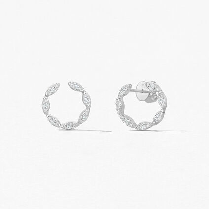 Aerial Marquise Wrap Earrings Small, 18K White Gold, large