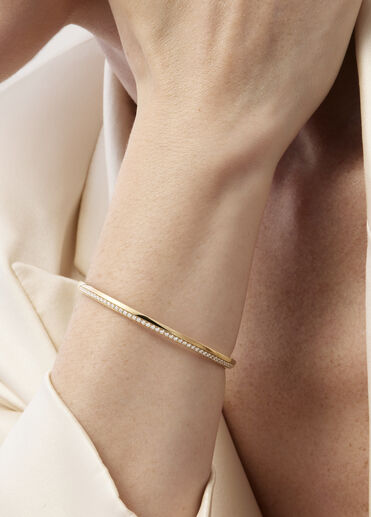 Barre Pavé Bangle, 18K Yellow Gold, large