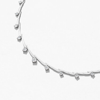 Vela Crossover Necklace, 18K White Gold, large