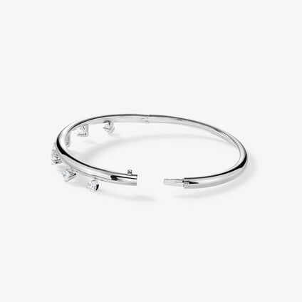 Barre Floating Diamond Bangle, 18K White Gold, large