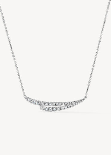 VELA French Cut Pavé Diamond Pendant Necklace, 18K White Gold, large