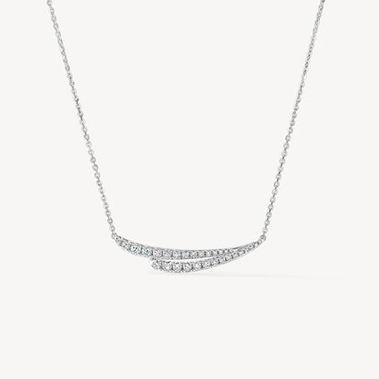 VELA French Cut Pavé Diamond Pendant Necklace, 18K White Gold, large