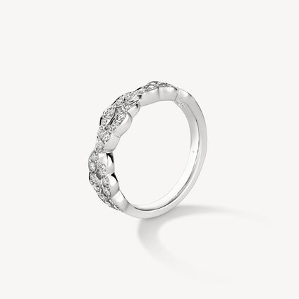 Lorelei Floral Diamond Double Twist Band, 18K White Gold, large