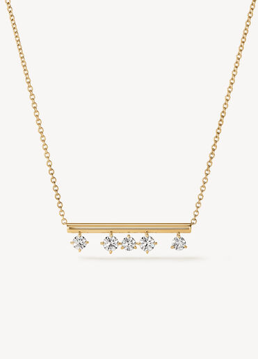 Barre Floating Diamond Pendant Necklace, 18K Yellow Gold, large