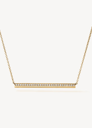 Barre Pavé Pendant Necklace, 18K Yellow Gold, large