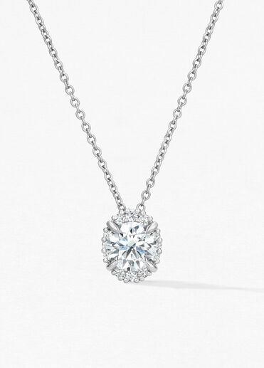 Ellipse Diamond Pendant, 18K White Gold, large