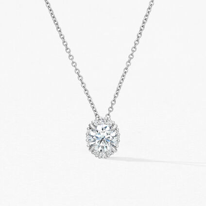 Ellipse Diamond Pendant, 18K White Gold, large