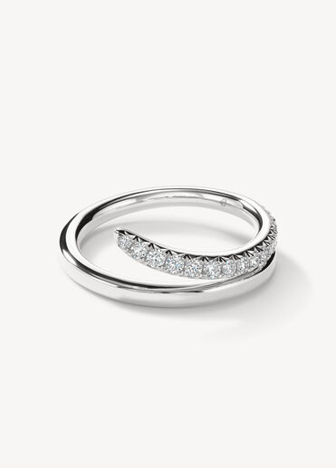 VELA French Cut Pavé Diamond Ring, 18K White Gold, large